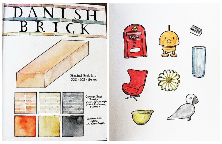 watercolour sketches of iconic Danish designs